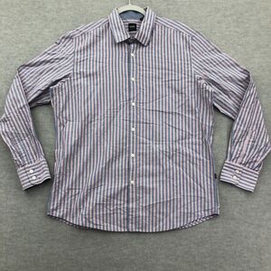 Hugo Boss Button Shirt Mens Size XL Regular Fit Striped Ling Sleeve